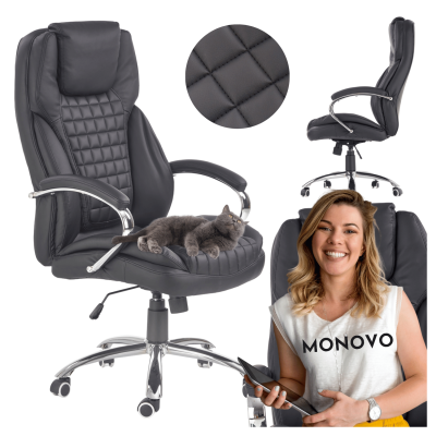 ❤️ Fotel Obrotowy Gabinetowy Biurowy KING Czarny Skórzany Halmar ⭐