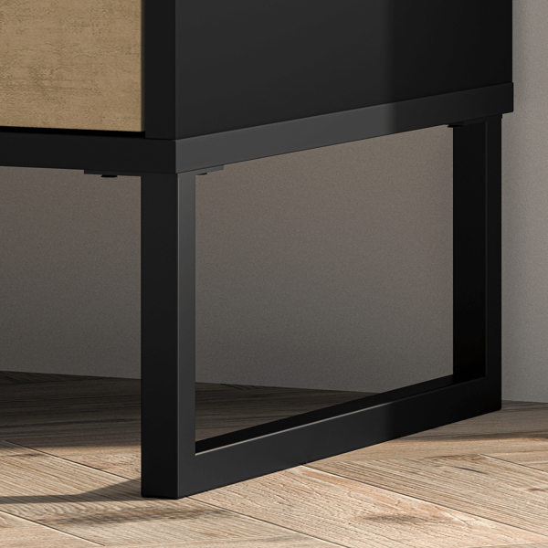 Komoda do Salonu Sypialni z Szufladami Dąb Craft Złoty Stal Premium Czarny Mat Nowoczesna Loft COLT 05