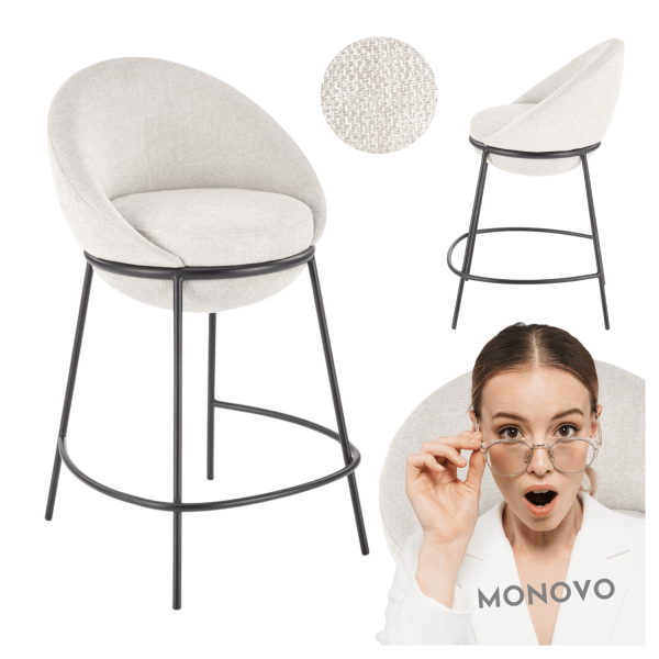 ❤️ Krzesło Barowe Tapicerowane Metalowe Loft H118 Beżowe Halmar ⭐