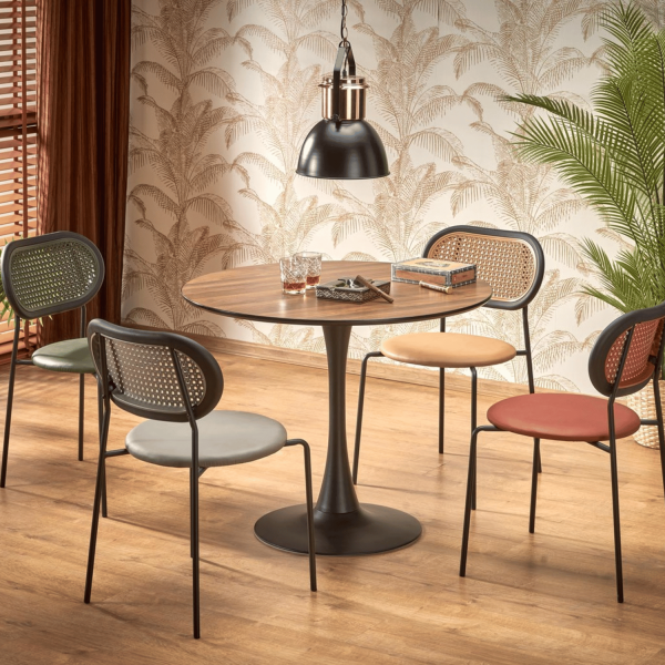 Stół Okrągły 90 cm do Salonu Jadalni Loft OLMO Orzech Czarny Halmar