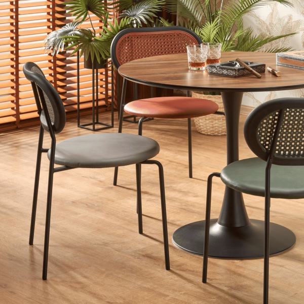 Stół Okrągły 90 cm do Salonu Jadalni Loft OLMO Orzech Czarny Halmar