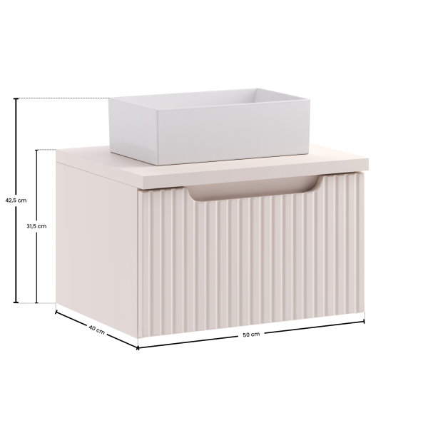 Zestaw Meblowy 50Cm Z Blatem I Umywalką Nablatową Gaja