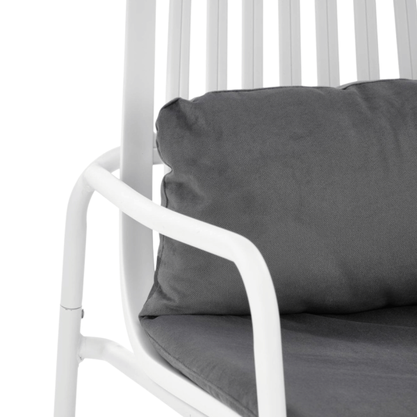 Minimalistyczny Fotel Ogrodowy Tarasowy z Poduszkami Modern Biały Szary Popielaty Lekki MELBY Halmar