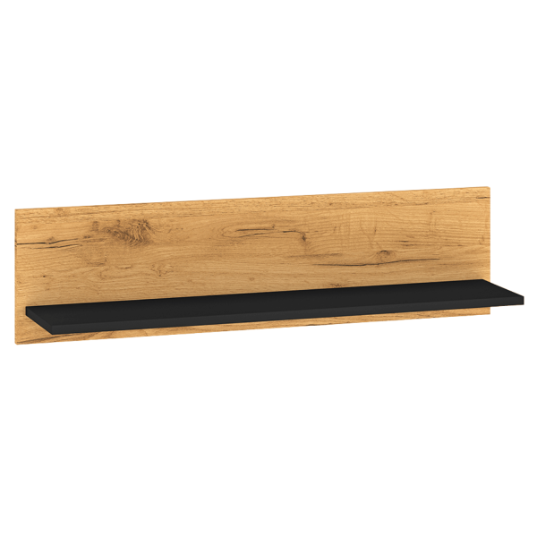 Półka Wisząca do Salonu Sypialni 90 cm Dąb Złoty Craft Czarny Loft COLT 11