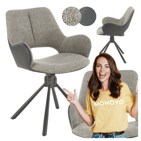 ❤️ Krzesło Tapicerowane Skórzane Loft K494 Szare Popielate Halmar ⭐