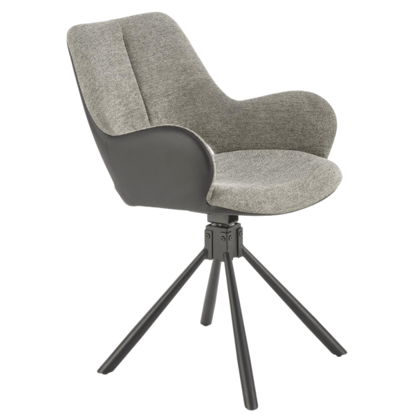 ❤️ Krzesło Tapicerowane Skórzane Loft K494 Szare Popielate Halmar ⭐