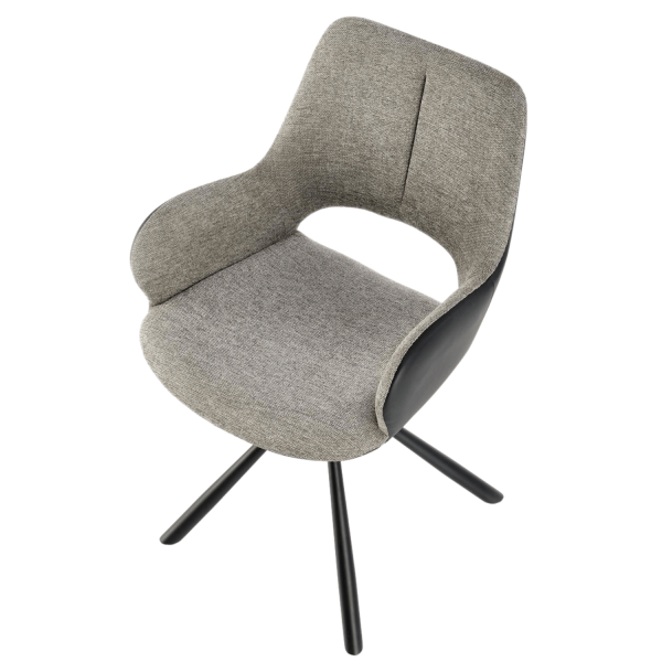 ❤️ Krzesło Tapicerowane Skórzane Loft K494 Szare Popielate Halmar ⭐