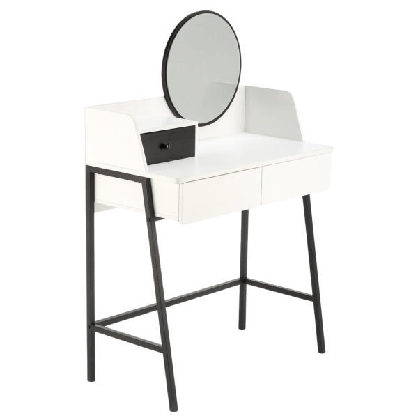 Nowoczesna Toaletka z Lustrem Szufladami Konsolka Loft Minimalistyczna Biała Czarna AGNES Halmar