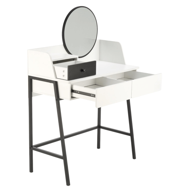 Nowoczesna Toaletka z Lustrem Szufladami Konsolka Loft Minimalistyczna Biała Czarna AGNES Halmar