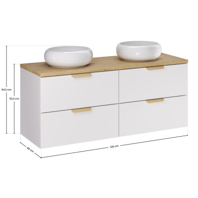 Zestaw Meblowy 120Cm Z Blatem I 2 Umywalkami Nablatowymi Wiki