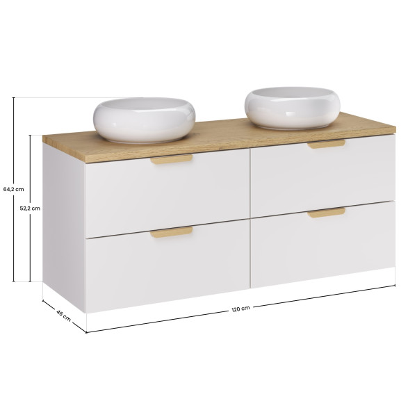 Zestaw Meblowy 120Cm Z Blatem I 2 Umywalkami Nablatowymi Wiki