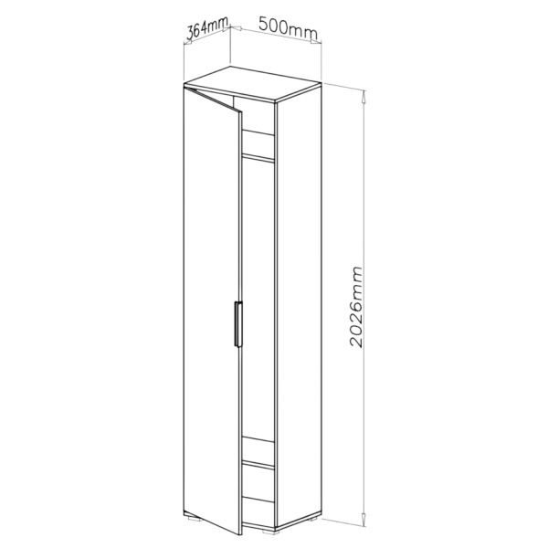 Nowoczesna Szafa Słupek do Przedpokoju Loft Dąb Artisan Antracyt CLIF SL-50 Halmar