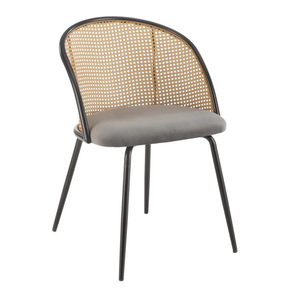 ❤️ Krzesło Tapicerowane Welur K508 Szare Popielate Boho Retro Halmar ⭐