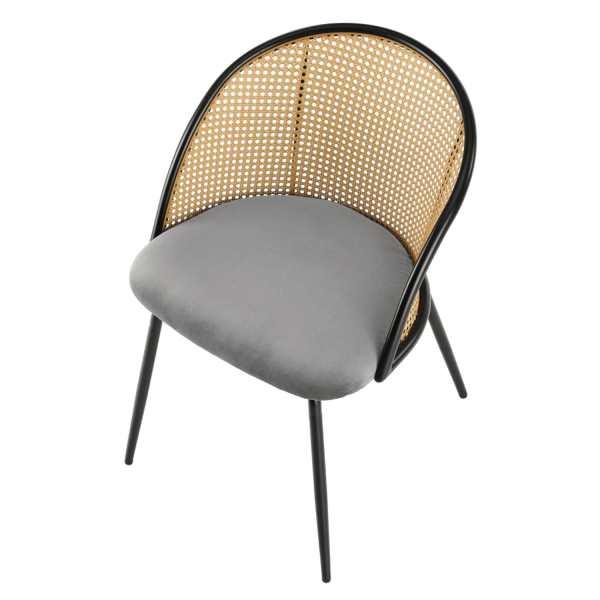 ❤️ Krzesło Tapicerowane Welur K508 Szare Popielate Boho Retro Halmar ⭐