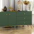 Komoda do Salonu z Szufladami i Drzwiczkami Zielona Labrador Złoty Chrom Glamour FOREST 03
