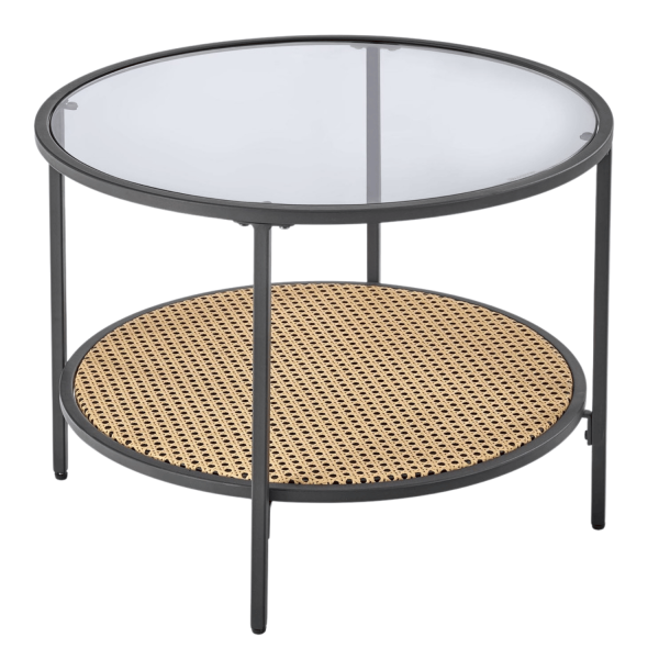 Ława Loft Boho DAKOTA Stolik Kawowy Szklany Dymiony Rattanowy Halmar