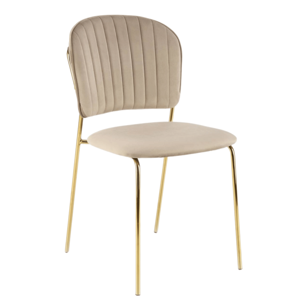 ❤️ Krzesło Tapicerowane Nowoczesne Welur K499 Beżowe Glamour Halmar ⭐
