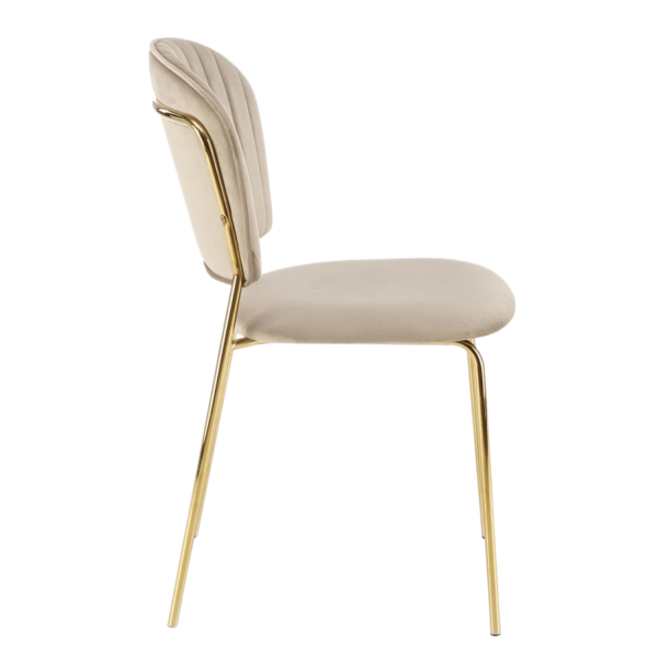 ❤️ Krzesło Tapicerowane Nowoczesne Welur K499 Beżowe Glamour Halmar ⭐