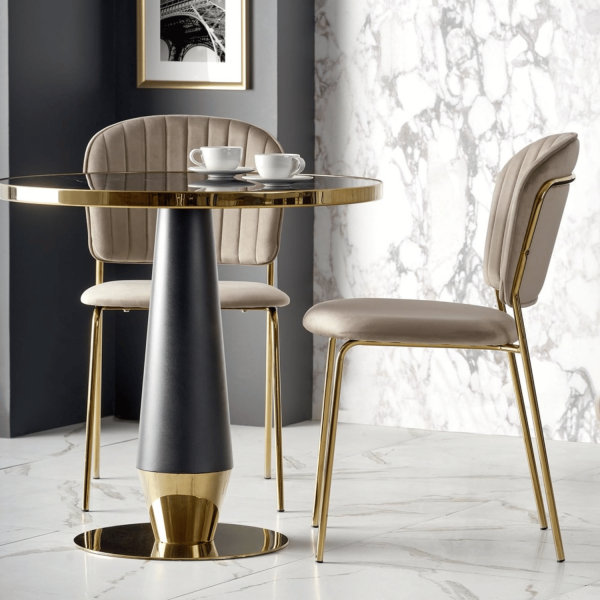 ❤️ Krzesło Tapicerowane Nowoczesne Welur K499 Beżowe Glamour Halmar ⭐