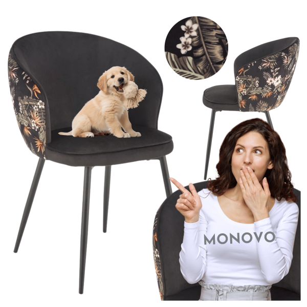 ❤️ Krzesło Tapicerowane Welurowe K506 Kubełkowe Czarne Loft Halmar ⭐