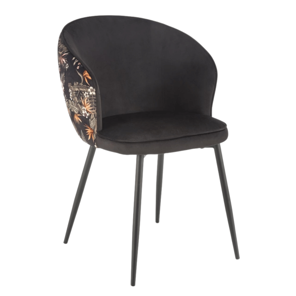 ❤️ Krzesło Tapicerowane Welurowe K506 Kubełkowe Czarne Loft Halmar ⭐