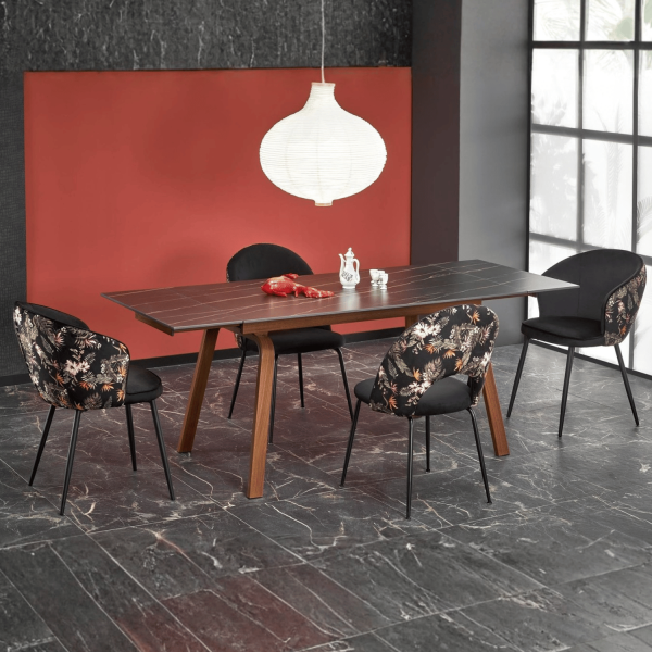 ❤️ Krzesło Tapicerowane Welurowe K506 Kubełkowe Czarne Loft Halmar ⭐