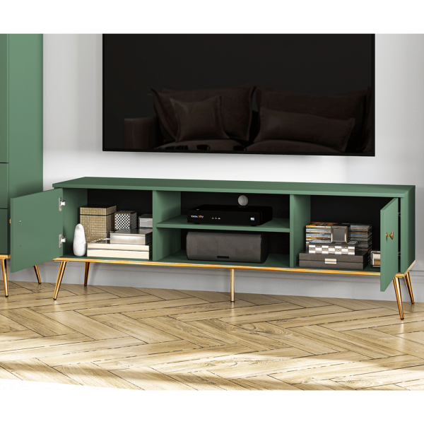 Szafka RTV Pod Telewizor Stolik RTV Niska Komoda 160 cm Zielona Labrador Glamour FOREST 05