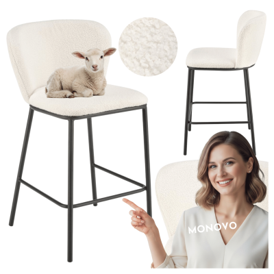 ❤️ Krzesło Barowe Tapicerowane do Kuchni Baru Loft H119 Kremowe Halmar ⭐