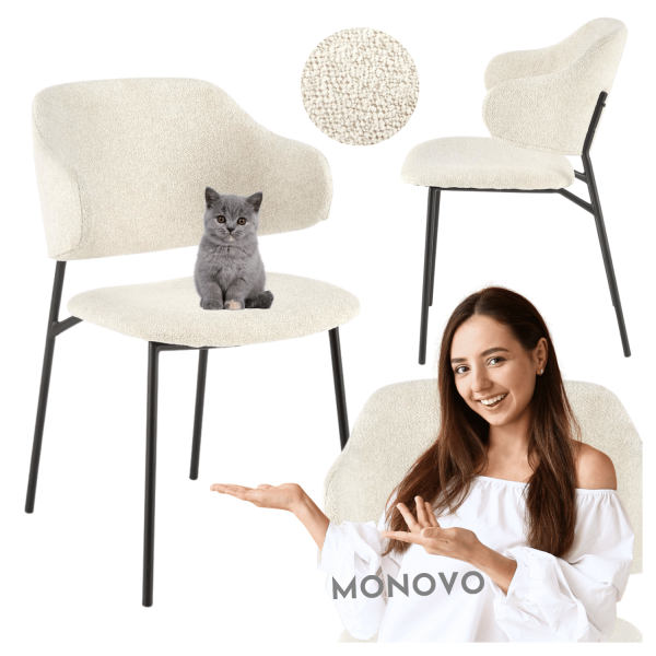 ❤️ Krzesło do Salonu Tapicerowane Metalowe K497 Kremowe Loft Halmar ⭐