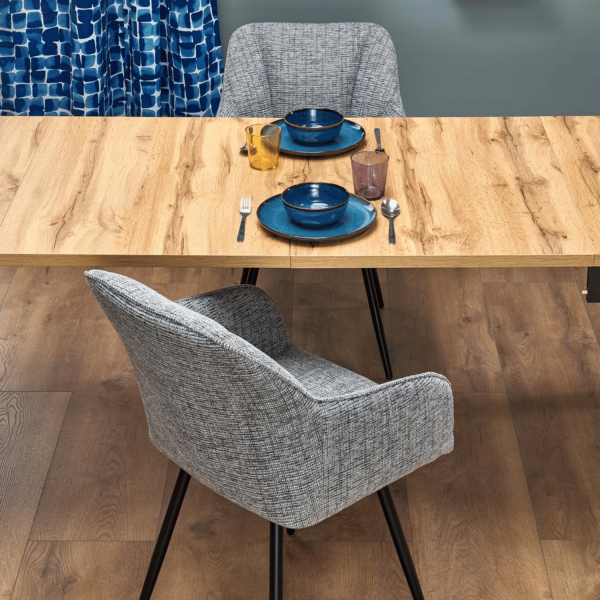 Industrialny Stół Rozkładany 80-200 Cm Kwadratowy do Jadalni Kuchni Loft Dąb Artisan Czarny QUBIK Halmar