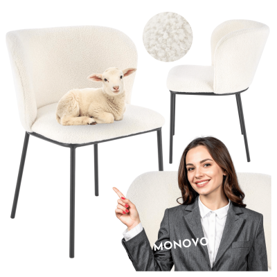 ❤️ Krzesło Tapicerowane Loft Metalowe K518 Kremowe Bouclé Halmar ⭐