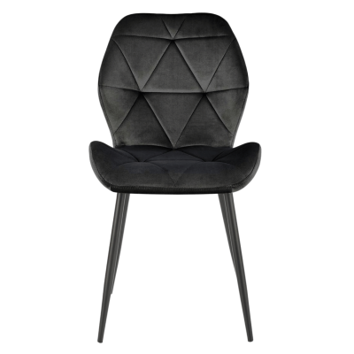 ❤️ Krzesło Tapicerowane Welur Pikowane Metalowe K453 Czarne Halmar ⭐