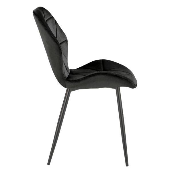 ❤️ Krzesło Tapicerowane Welur Pikowane Metalowe K453 Czarne Halmar ⭐