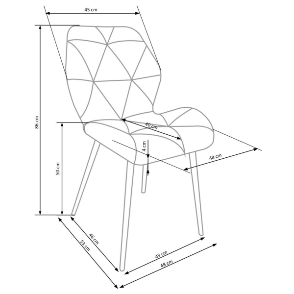 ❤️ Krzesło Tapicerowane Welur Pikowane Metalowe K453 Czarne Halmar ⭐