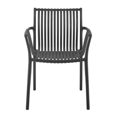 ❤️ Krzesło Ogrodowe z Podłokietnikami K492 Czarne Plastikowe Halmar ⭐