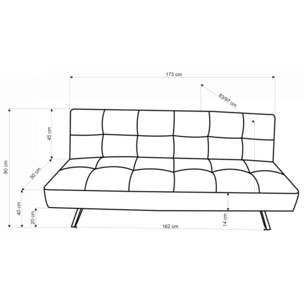 Nowoczesna Sofa Rozkładana Kanapa Wypoczynkowa z Funkcją Spania Skandynawskie Loft Popielate Szare CARLITO Halmar