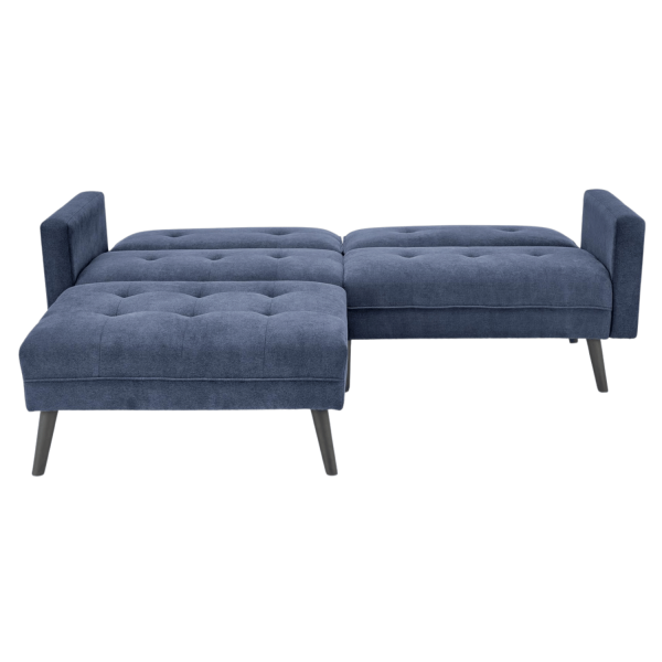 Tradycyjny Narożnik Sofa Rozkładana z Funkcją Spania Kanapa z Podnóżkiem Loft Niebieski CORNELIUS Halmar