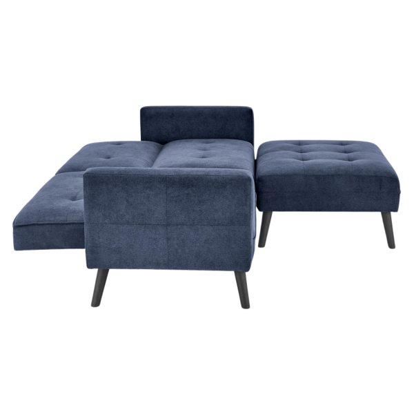 Tradycyjny Narożnik Sofa Rozkładana z Funkcją Spania Kanapa z Podnóżkiem Loft Niebieski CORNELIUS Halmar