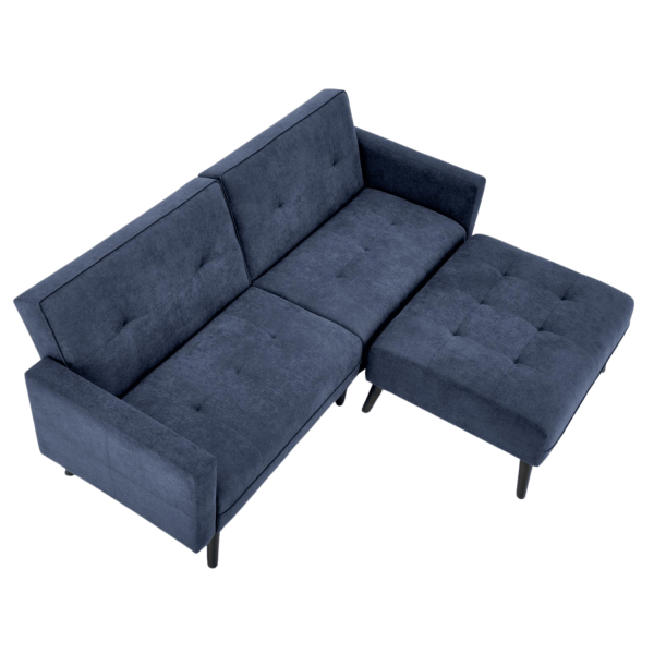 Tradycyjny Narożnik Sofa Rozkładana z Funkcją Spania Kanapa z Podnóżkiem Loft Niebieski CORNELIUS Halmar