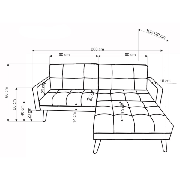 Tradycyjny Narożnik Sofa Rozkładana z Funkcją Spania Kanapa z Podnóżkiem Loft Niebieski CORNELIUS Halmar