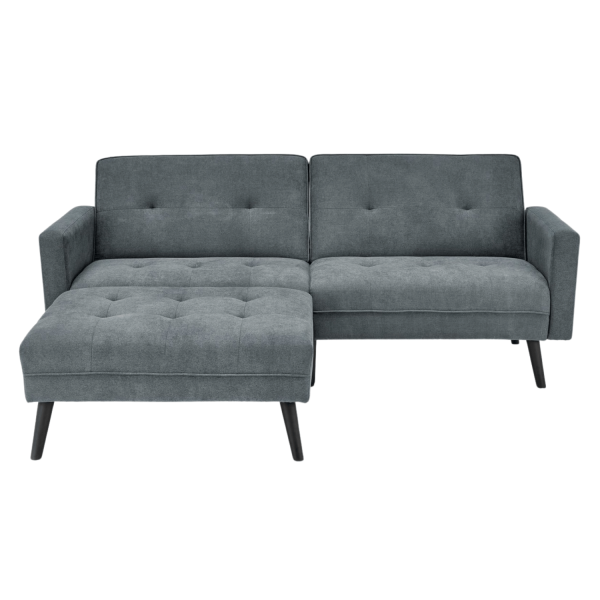 Tradycyjny Narożnik Sofa Rozkładana z Funkcją Spania Kanapa z Podnóżkiem Loft Popielaty Szary CORNELIUS Halmar