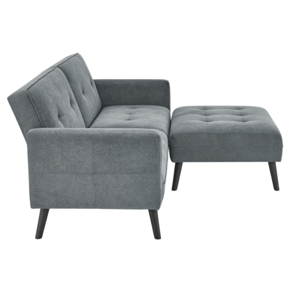 Tradycyjny Narożnik Sofa Rozkładana z Funkcją Spania Kanapa z Podnóżkiem Loft Popielaty Szary CORNELIUS Halmar