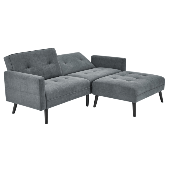 Tradycyjny Narożnik Sofa Rozkładana z Funkcją Spania Kanapa z Podnóżkiem Loft Popielaty Szary CORNELIUS Halmar