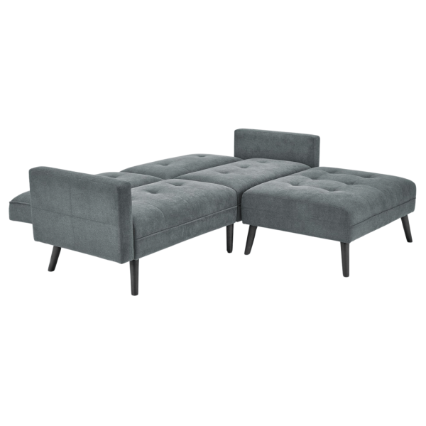 Tradycyjny Narożnik Sofa Rozkładana z Funkcją Spania Kanapa z Podnóżkiem Loft Popielaty Szary CORNELIUS Halmar