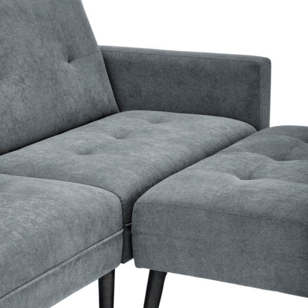 Tradycyjny Narożnik Sofa Rozkładana z Funkcją Spania Kanapa z Podnóżkiem Loft Popielaty Szary CORNELIUS Halmar