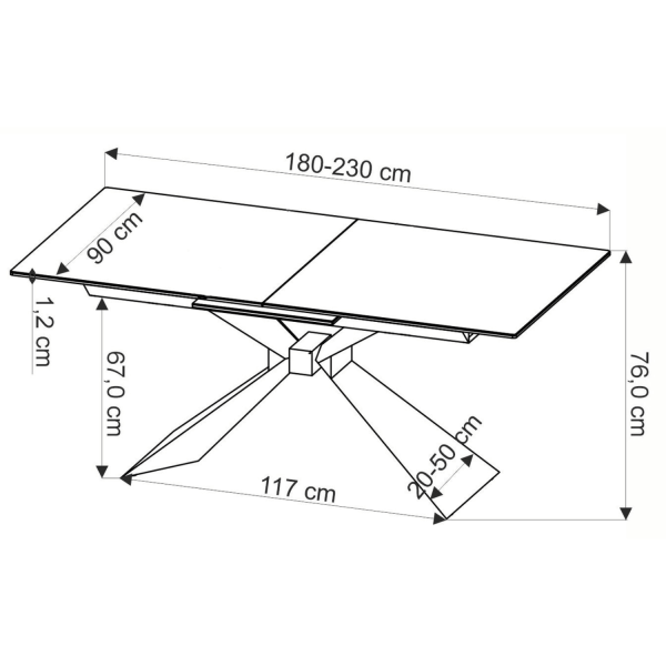 Nowoczesny Prostokątny Stół Rozkładany 180-230 cm do Jadalni do Salonu Niebieski Marmur Loft LUCIANO Halmar