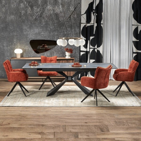 Nowoczesny Prostokątny Stół Rozkładany 180-230 cm do Jadalni do Salonu Niebieski Marmur Loft LUCIANO Halmar