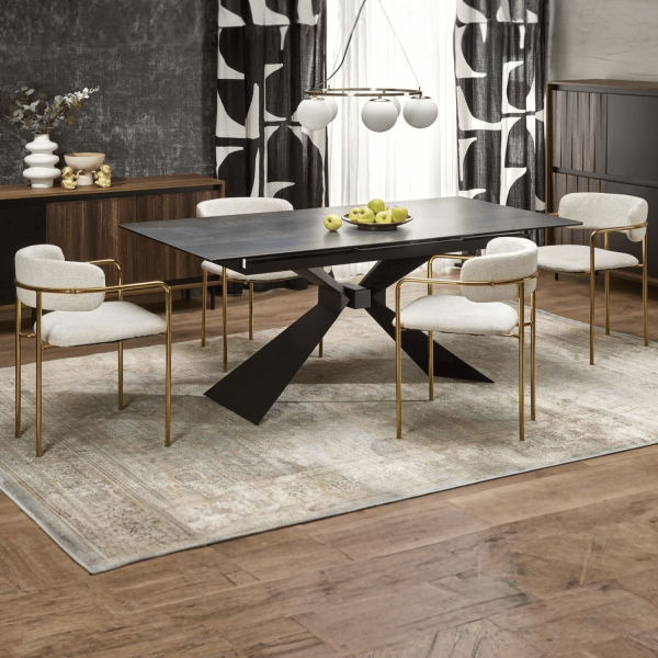 Nowoczesny Prostokątny Stół Rozkładany 180-230 cm do Jadalni do Salonu Niebieski Marmur Loft LUCIANO Halmar