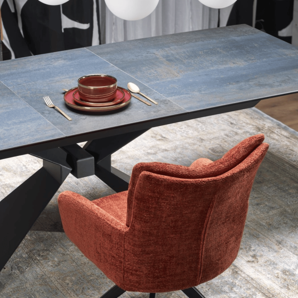 Nowoczesny Prostokątny Stół Rozkładany 180-230 cm do Jadalni do Salonu Niebieski Marmur Loft LUCIANO Halmar