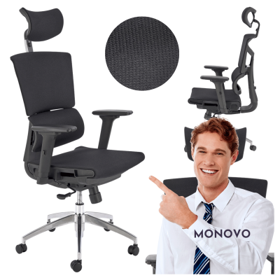 Ergonomiczny Fotel Obrotowy Biurowy Gabinetowy do Komputera Biura Modern Czarny MARCUS Halmar